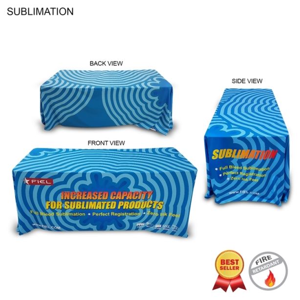 Table Throw 6' Fully Dye Sublimated 6' Tablecloth 100% Polyester (closed back)