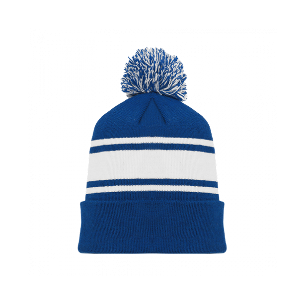 A1830 Cuff Toque & PomPom 30 Hockey colors Custom Embroidered