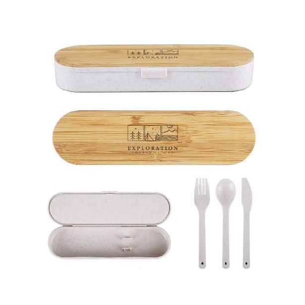 KP9809 Eco-friendly Dojin wheat-straw utensil set with bamboo lid – Stitchy Lizard Toronto