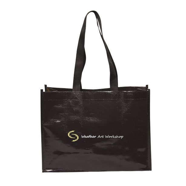 Laminated Tote Bag - 5th Ave Woven Bag - 14" W x 10" H x 5.5" D