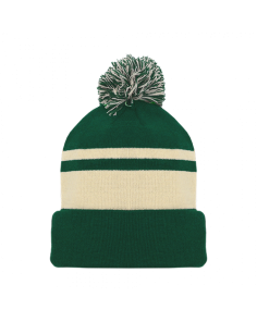 Cuff Toque w/PomPom 30 Hockey colors Custom Embroidered (Min 12)