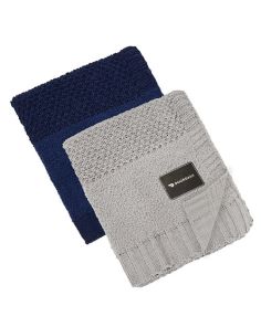 1- Crochet Knit Blanket, 50x60, with Lasered logo patch (Min 12)