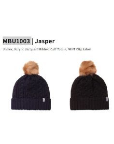 #1 Cuff Toque Unisex JASPER, Acrylic, Jacquard Ribbed Custom Embroidered (Min 12)