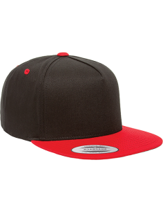 YU6007-Flat Bill Cap Yupoong Five-Panel Custom Embroidered Baseball Hat